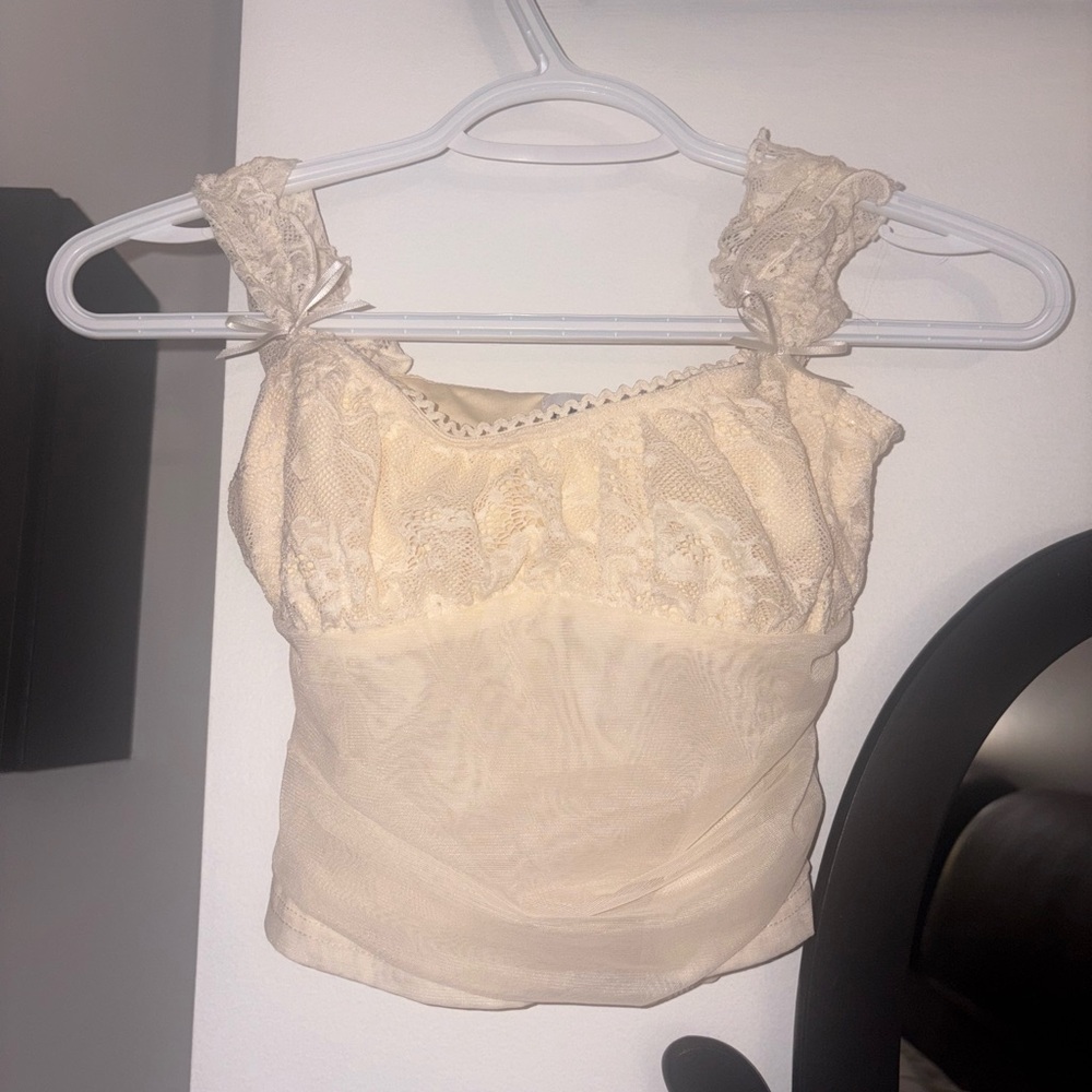 Princess Polly Beige Lace Detail Top